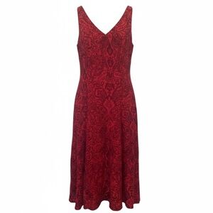 Red Burned Velvet Evening Gown